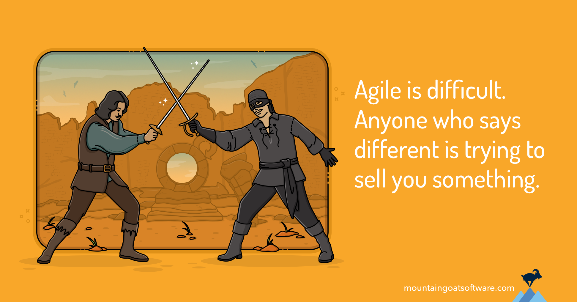 Quote card for Working on an Agile Team: 9 Lessons from The Princess Bride.