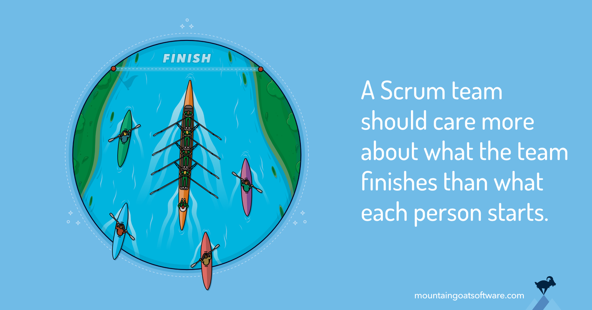 A rowing team gets to the finish line faster than other shells rowing as individuals