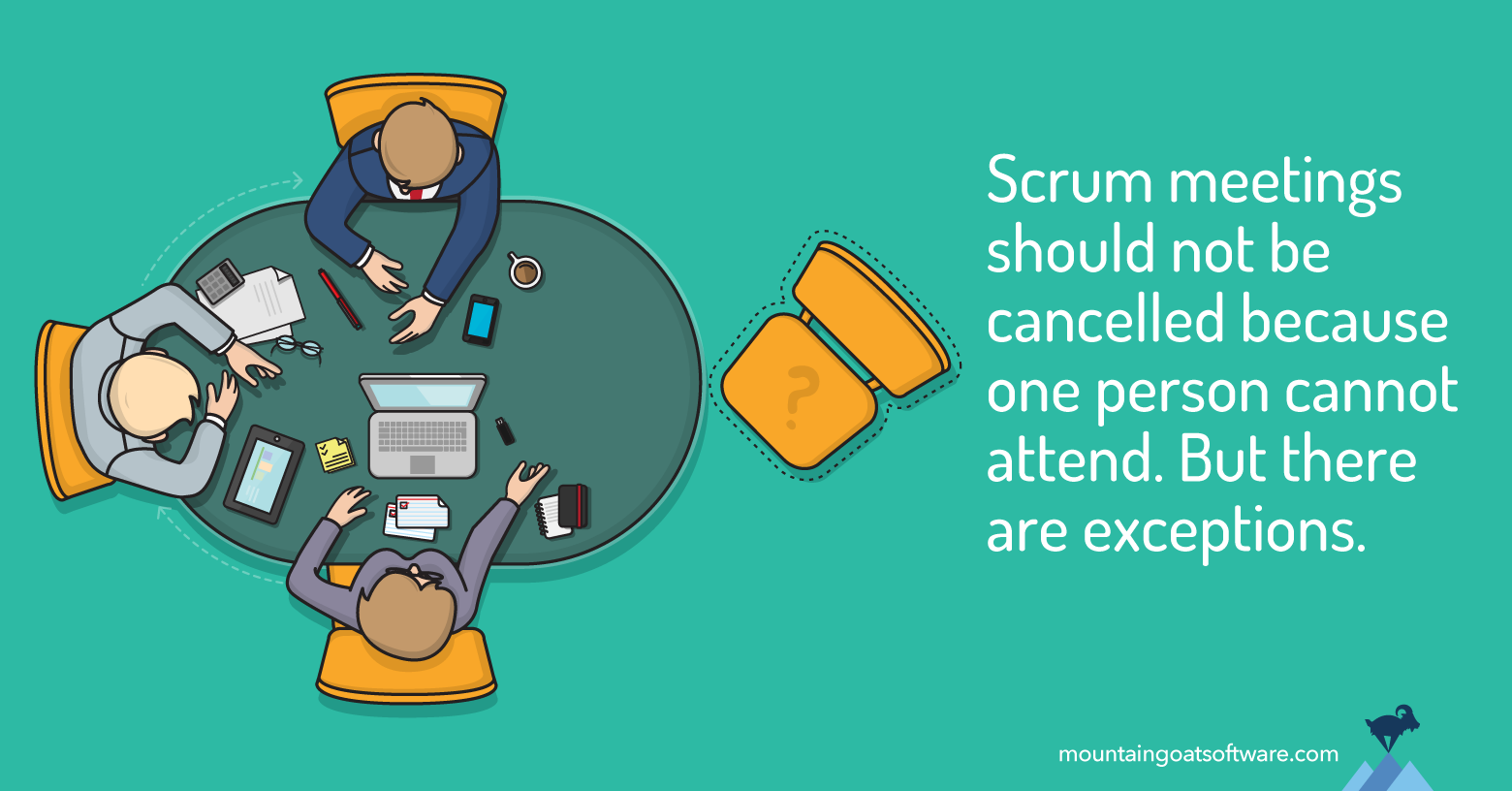 Quote card for Don't Defer a Meeting Because One Person Can’t Attend.