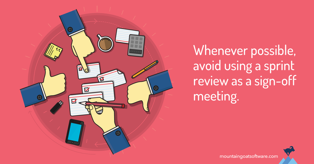Quote card for The Sprint Review as a Sign-Off Meeting.