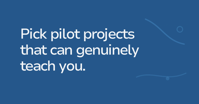 Text graphic: Pick pilot projects that can genuinely teach you.