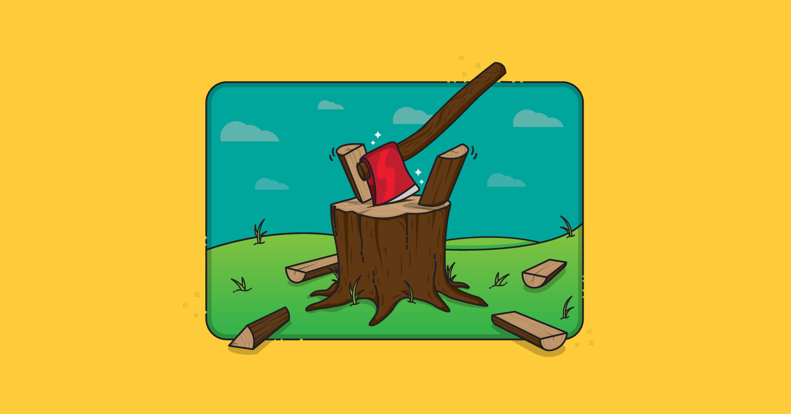 Ax splitting wood to illustrate splitting user stories.