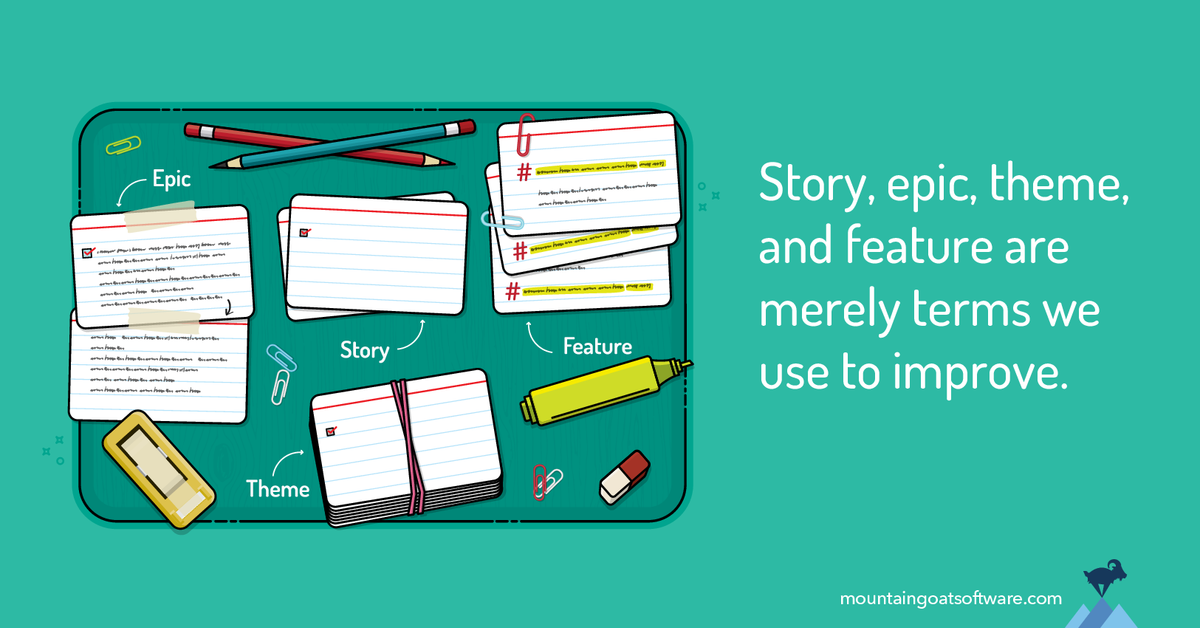 Quote card for Epics, Features and User Stories.