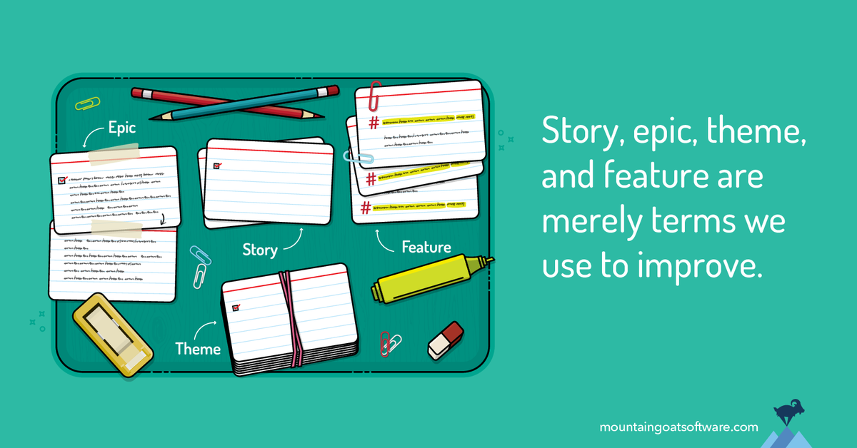 Quote card for Epics, Features and User Stories.