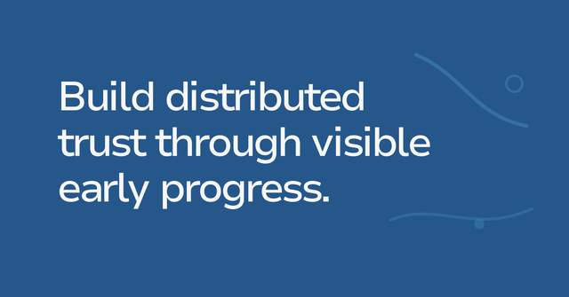 Text graphic: Build distributed trust through visible early progress.