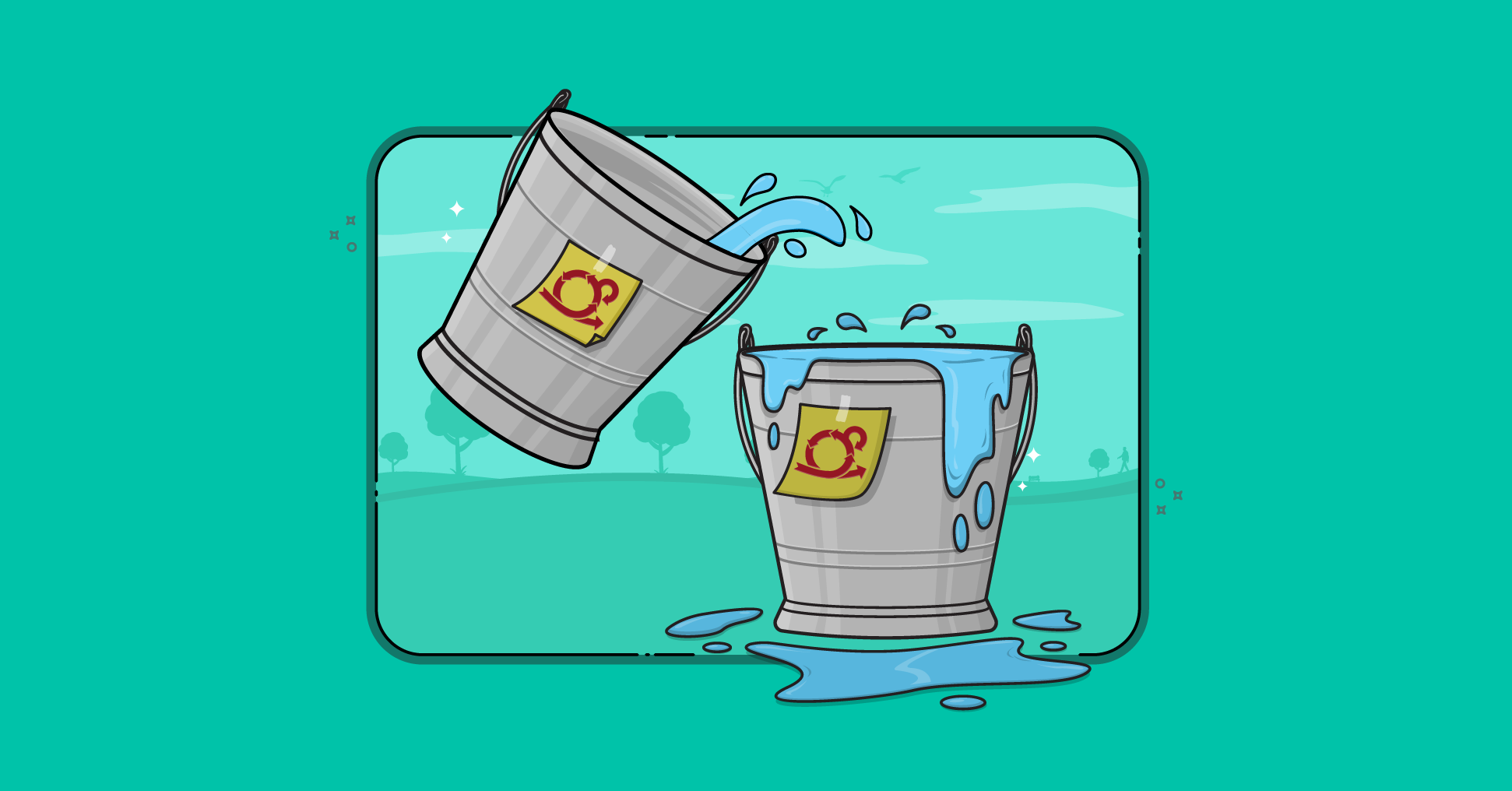 A bucket of work spills over into another bucket, causing that bucket to overflow. When too many sprints end with unfinished stories, it's time to take action.