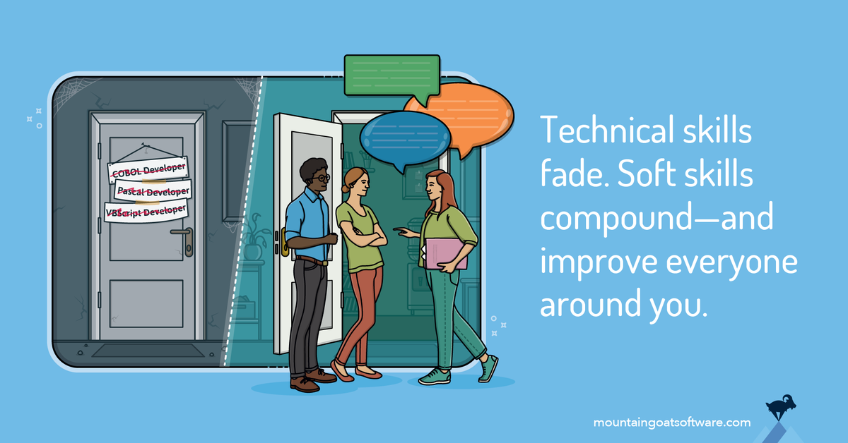Quote card for Why Soft Skills Outlast Technical Skills on Product Development Teams.