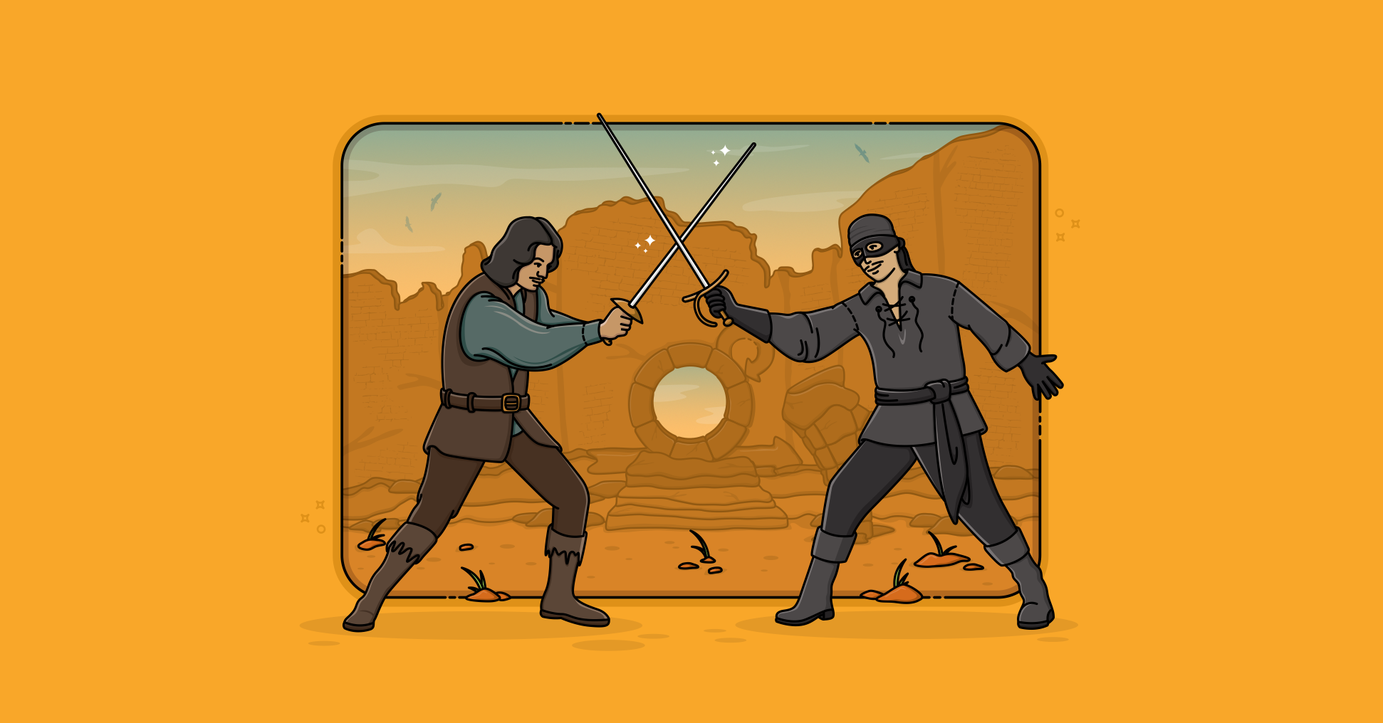 Two characters from The Princess Bride battle with swords. Next to them is a twist on a Princess Bride quote: "Agile is difficult. Anyone who says different is trying to sell you something"