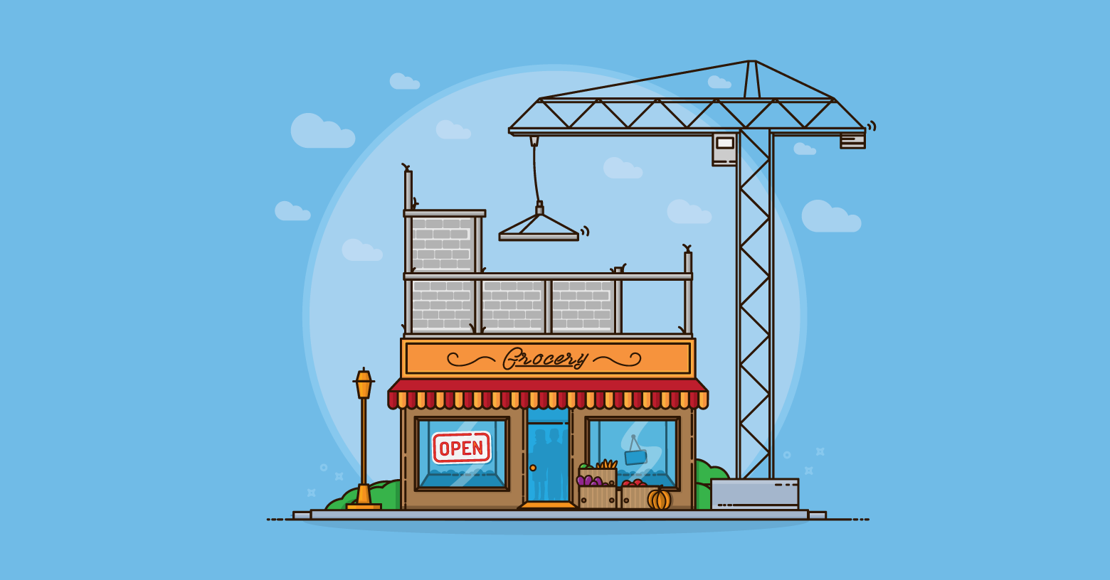 Partially constructed building.