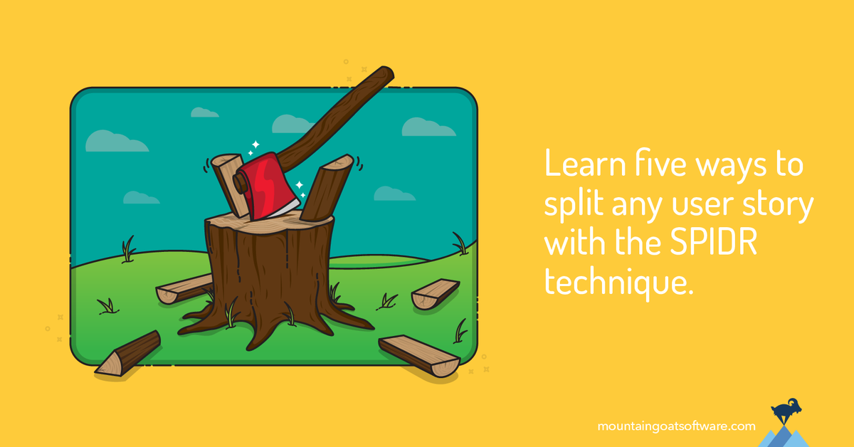 Ax splitting wood to illustrate splitting user stories.