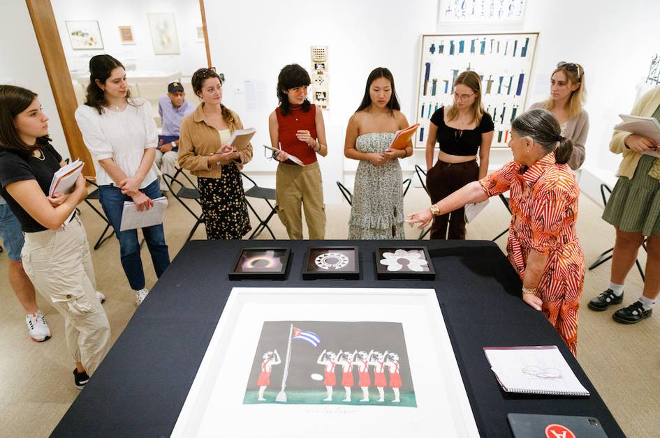 A Rollins studio art class visits a museum.