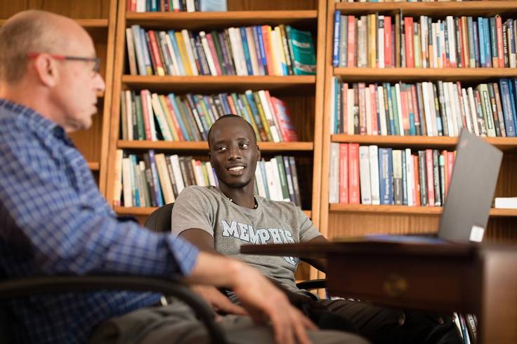 Isaac James ’19 and one of his mentors, political science professor Don Davison.  