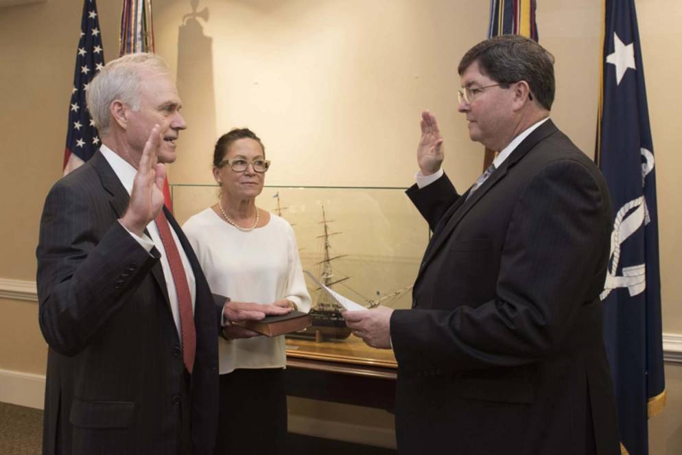 Richard Spencer is sworn in as secretary of the Navy in June 2017.