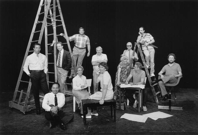 Joseph Nassif and fellow theatre arts faculty on the stage of the Annie Russell Theatre.