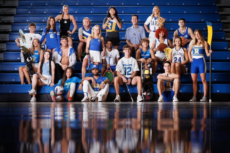 Group of Rollins student-athletes representing multiple sports