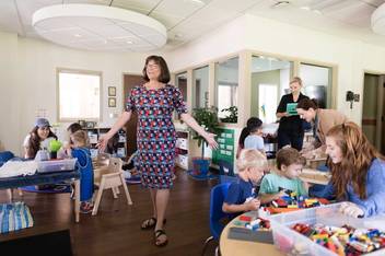 Psychology professor Sharon Carnahan at the Child Development & Student Research Center at Rollins College.