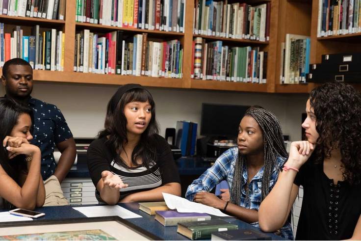 Students in a seminar in the Cornell Fine Arts Museum.