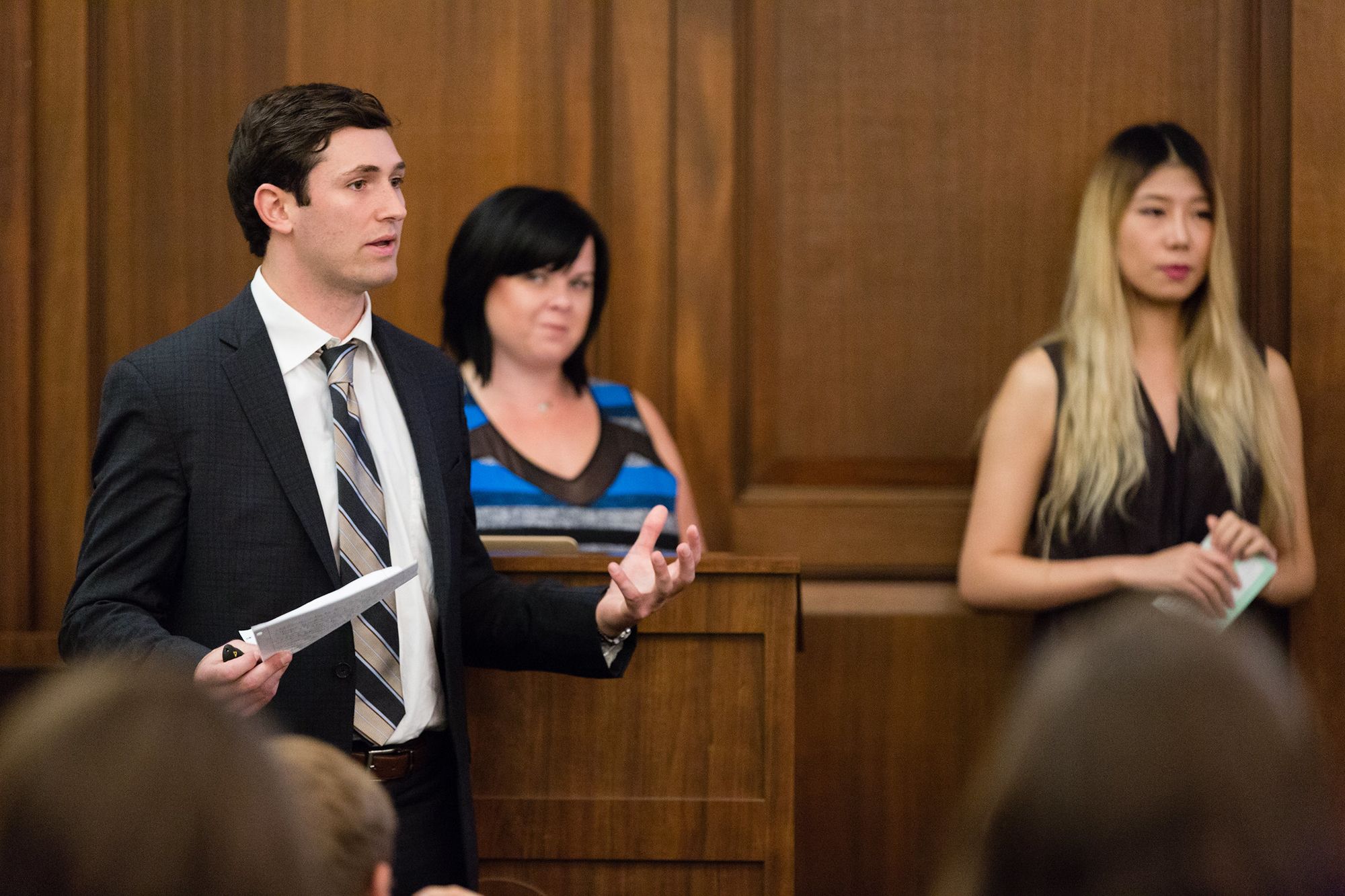 A group of students delivers a presentation in inequality in America.