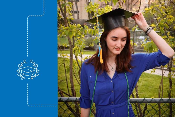 Shannon Sullivan in her graduation cap for a virtual graduation ceremony in 2020.