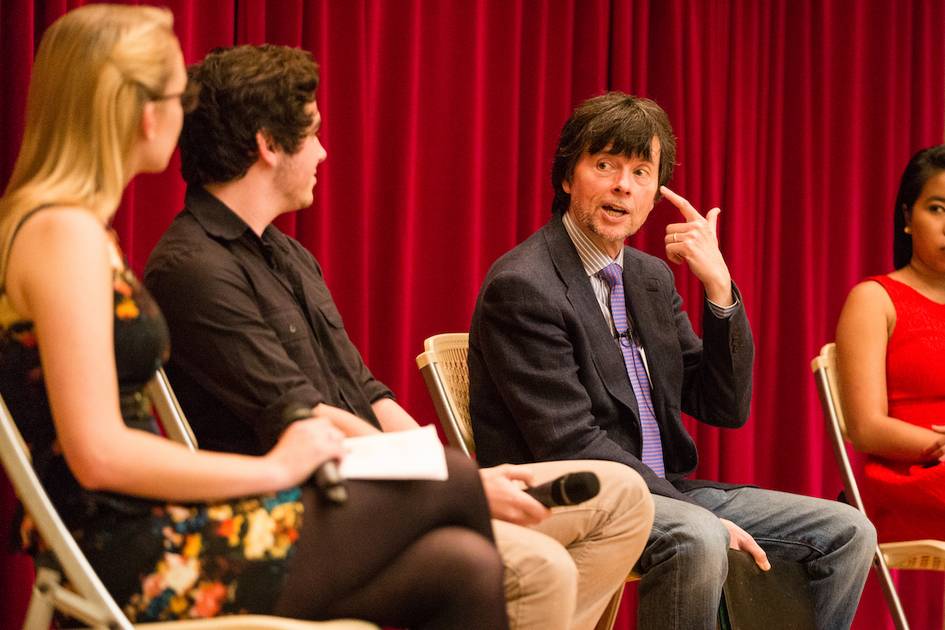 Ken Burns during a Rollins presentation.