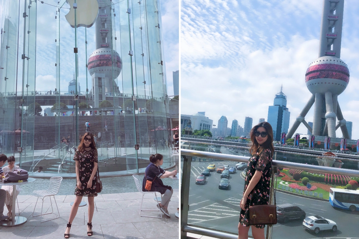 A student poses in Shanghai.