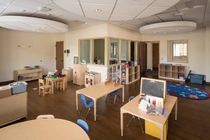 Observation room in Rollins’ Child Development & Student Research Center.