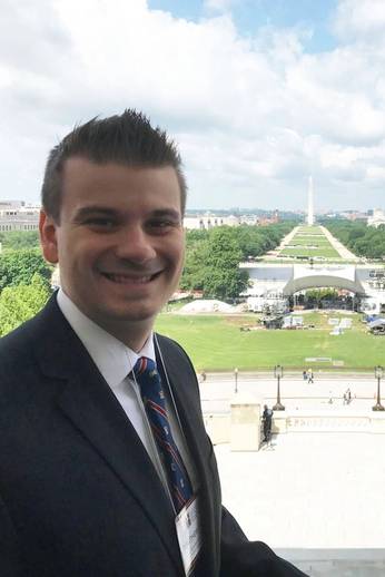 Matthew Hendry ’15 on the steps of the U.S. Capitol.
