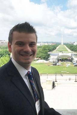 Matthew Hendry ’15 on the steps of the U.S. Capitol.