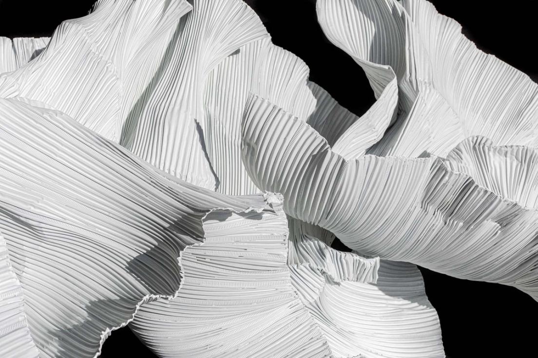 Barbara Sorensen (American, b. 1945), Billows (detail), 2022, Aluminum, 28 ft x 17.5 ft.