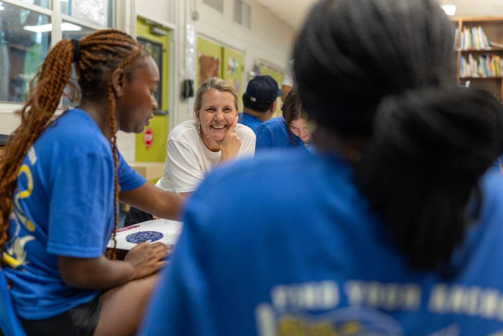 President Barnett with students on SPARC Day 2025