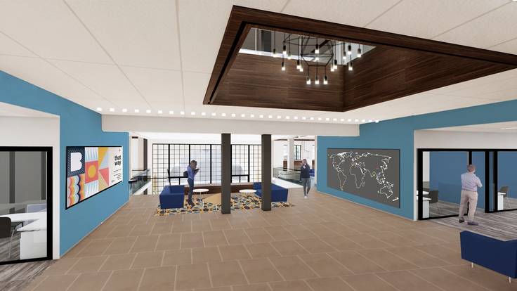 Rendering of second-floor space of Kathleen W. Rollins Hall