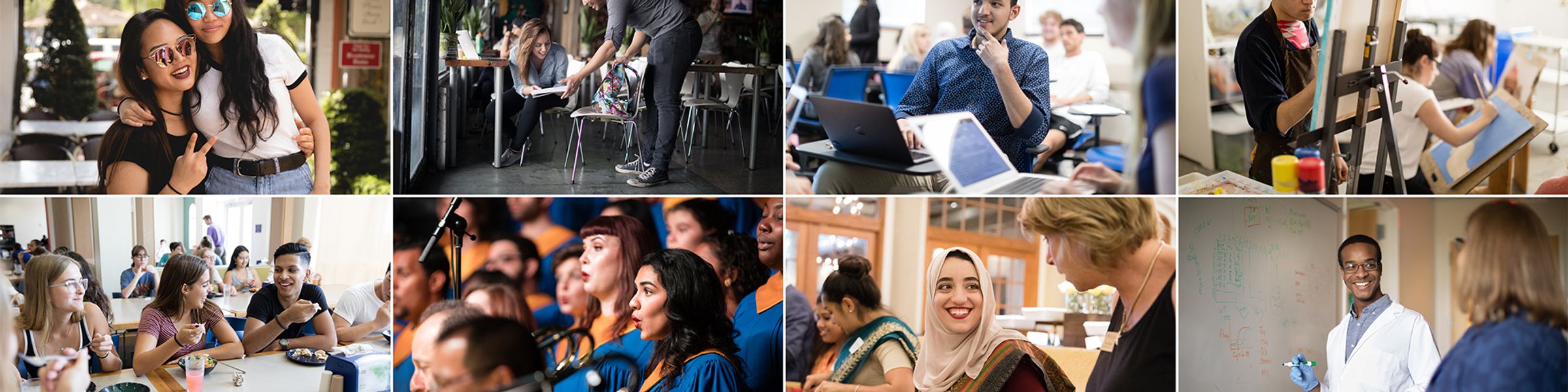 A grid of photos of a diverse collection of Rollins College students.