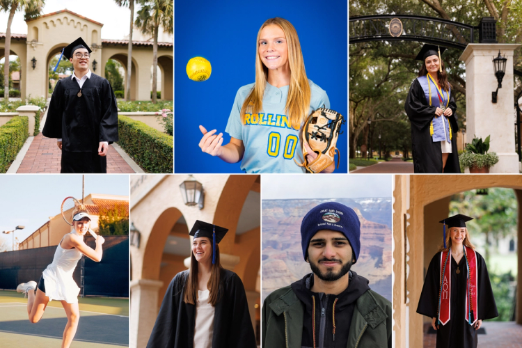 From top left: Connor Xu ’23, Ashley Troutman ’23, Capri Gutierrez ’23, Emily Froehlich ’23, Raj Singh ’23, Sarah Skala ’23, and Georgina Groth ’23.