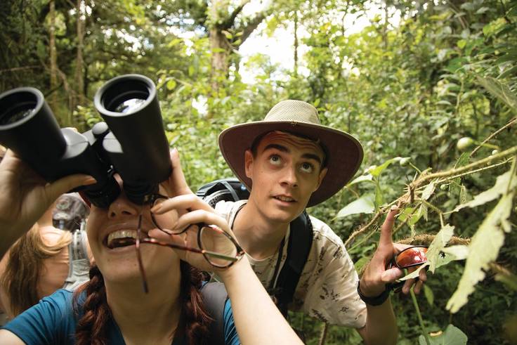 First-year students spying wildlife on a field study to Costa Rica before stepping foot on campus.