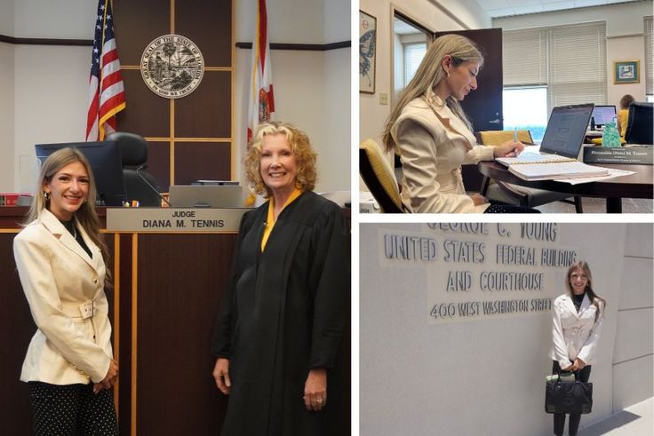 Adriana Gambuzza ’26 while on internship at the Ninth Judicial Circuit at the Orange County Courthouse