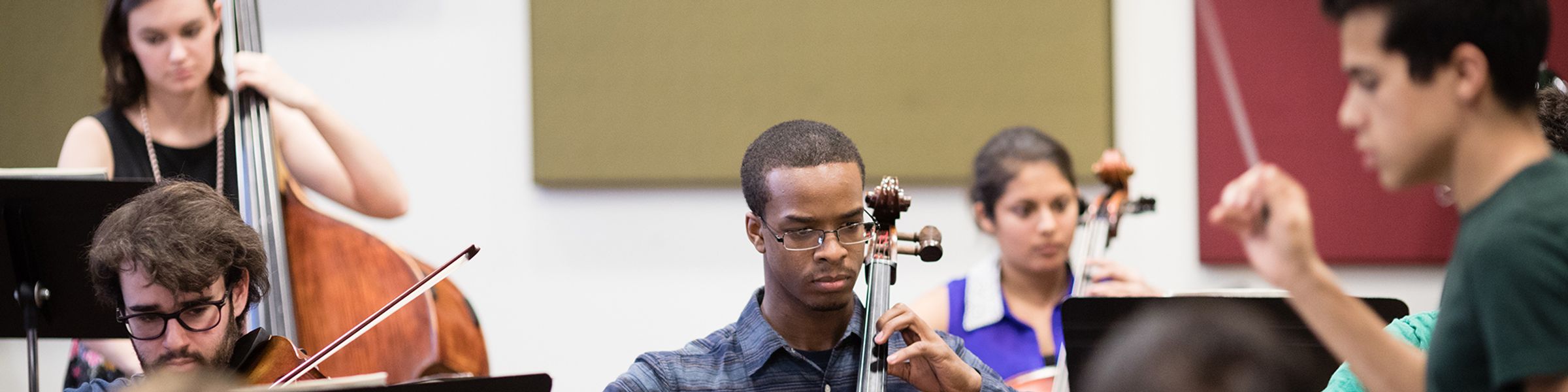 Rollins student orchestra practicing