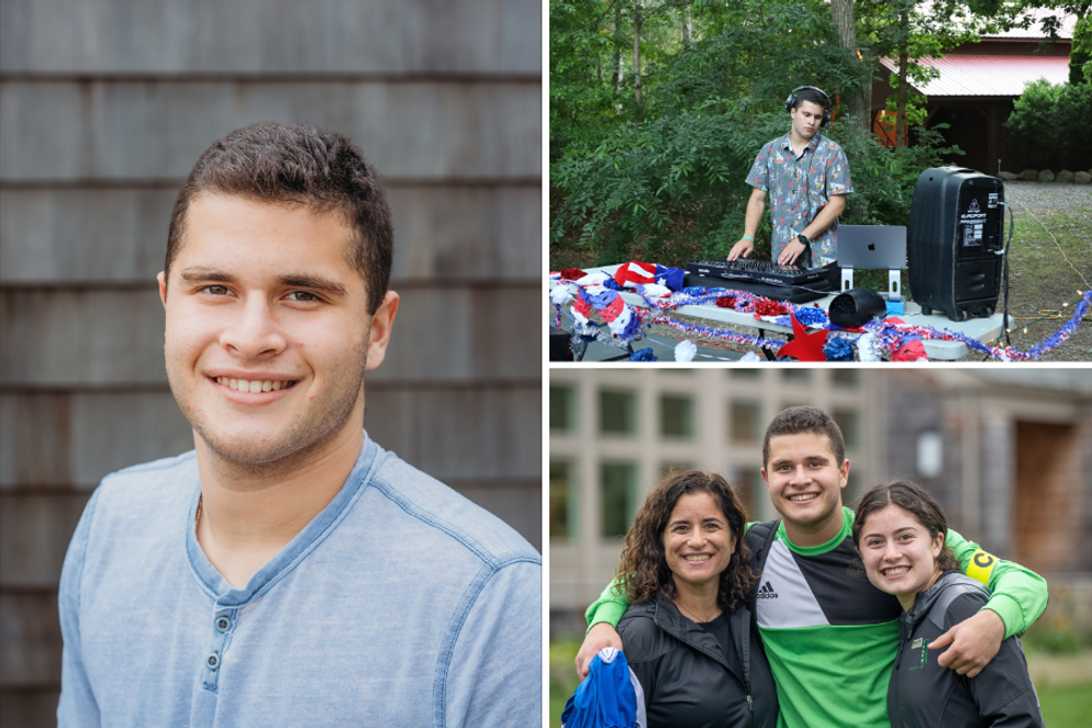 Max Cohen with his family and deejaying a party. 