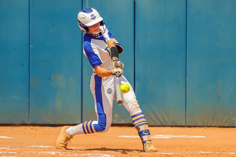 Ashley Troutman up to bat for the Rollins softball team.