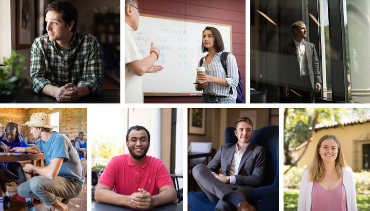 A collage of several of Rollins' Fulbright scholars.