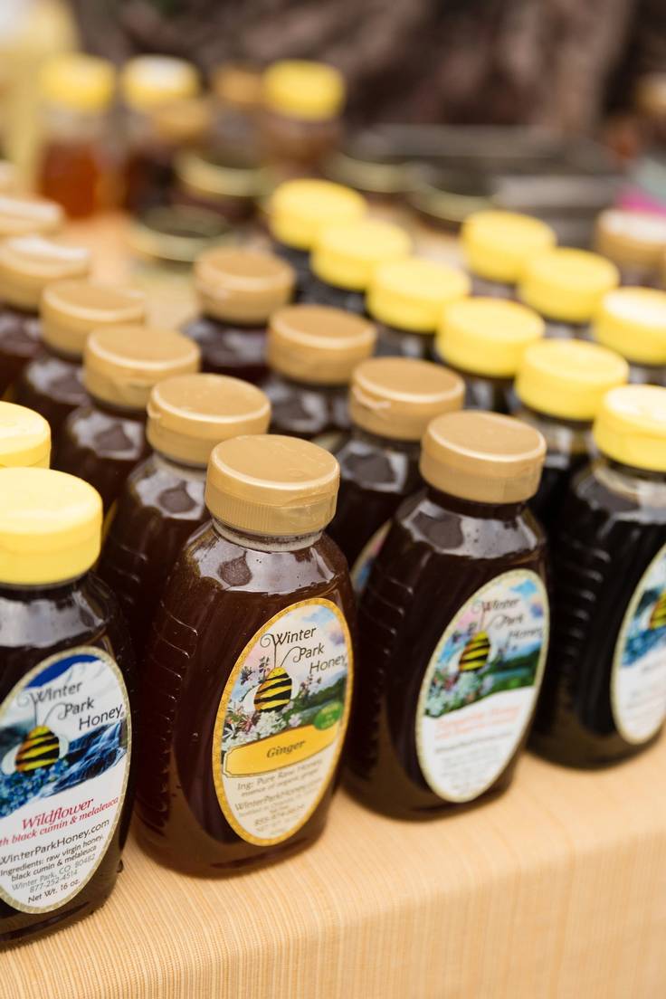 Bottles of local honey from Winter Park Honey.