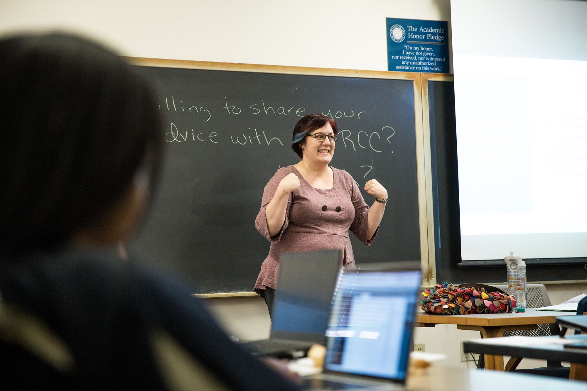 Sociology professor Amy McClure gives a lecture in her RCC class.