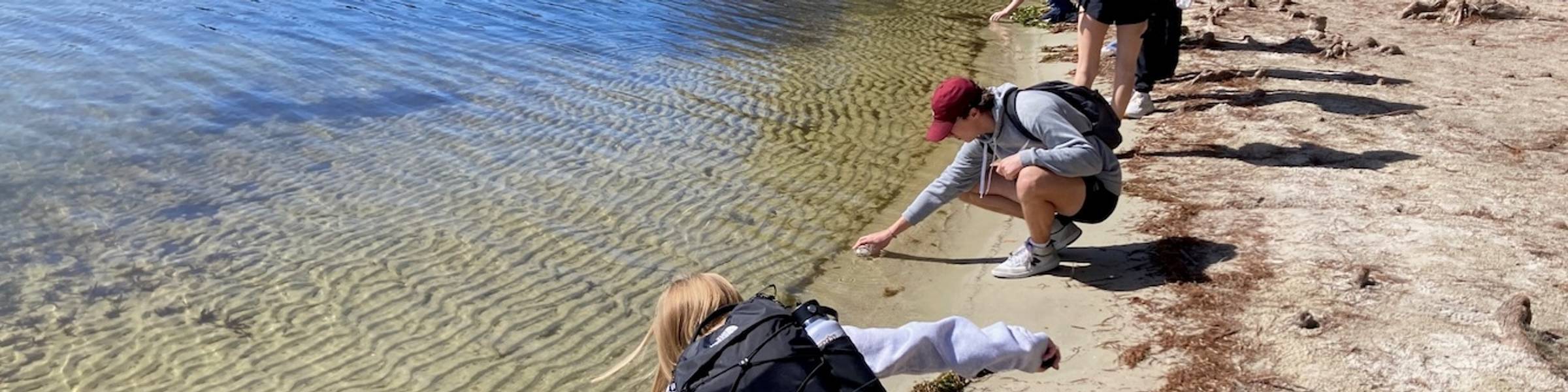 Rollins students studying the water quality of a Winter Park lake