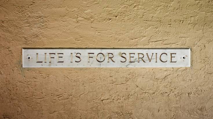 Life is for Service engraving near Strong Hall at Rollins College.