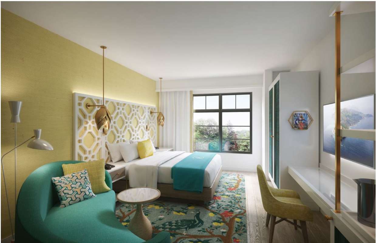 Architect’s rendering of a new guest room at The Alfond Inn.
