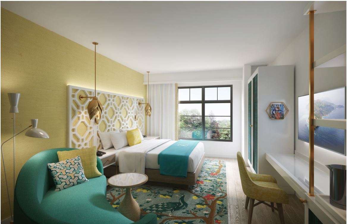 Architect’s rendering of a new guest room at The Alfond Inn.