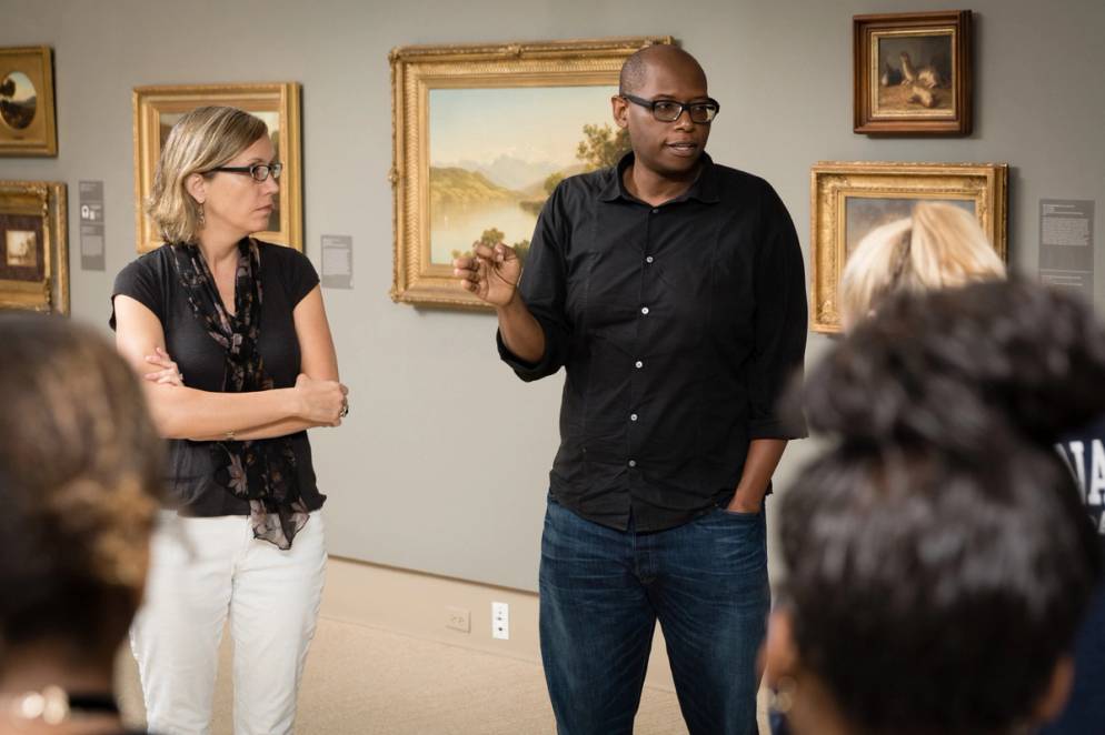 History professor Julian Chambliss and Ena Heller, director of the Cornell Fine Arts Museum.