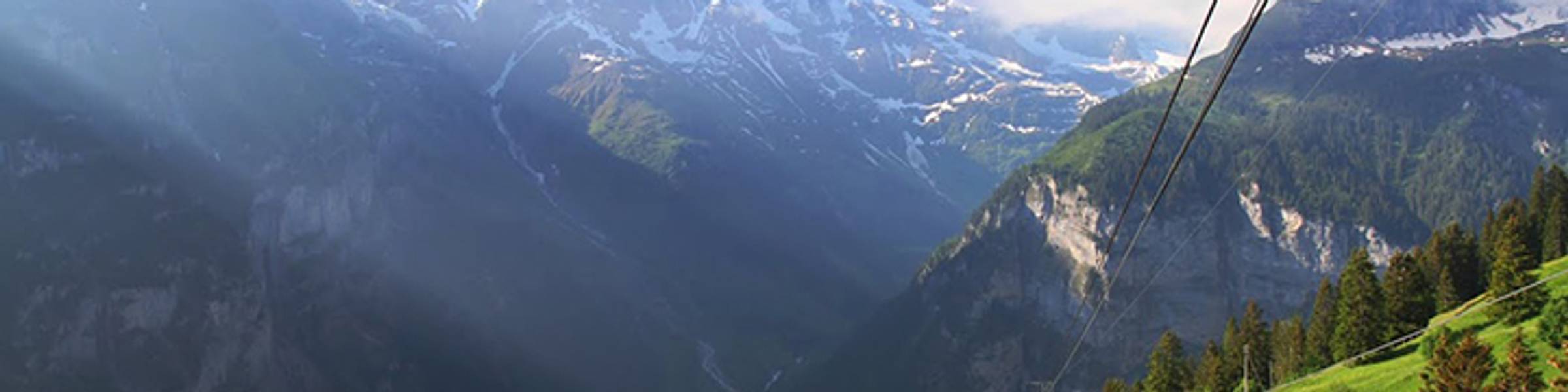 A view of a mountain range in Switzerland.