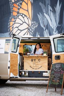 Aida Rico-Arango in her BYOC Refillery van in downtown Orlando.