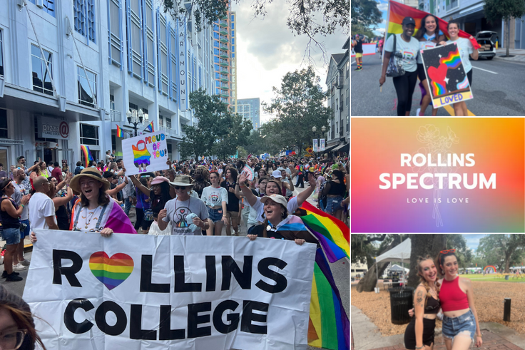 Led by members of Spectrum, Rollins students participate in the annual Come Out With Pride Parade in downtown Orlando.
