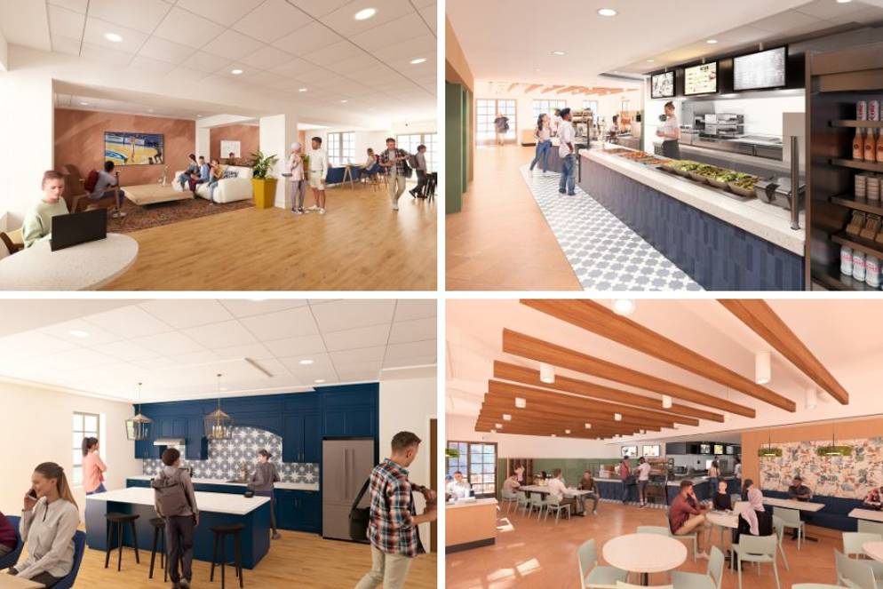 Interior renderings of the cafe and Peg Cornwell Commons